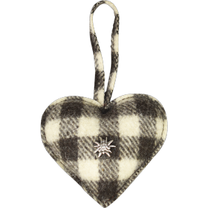 Petit Coeur à suspendre en Laine Damier et Edelweiss