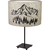 Abat-jour Cylindrique en Feutre de Laine motifs Sapins/Montagnes