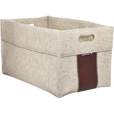 Panier Rectangulaire en Feutre de Laine et Cuir