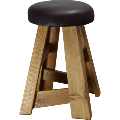 Tabouret en bois Mélèze et Cuir