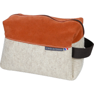 Trousse de Toilette en Feutre de Laine et Cuir Velours