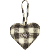 Petit Coeur à suspendre en Laine Damier et Edelweiss