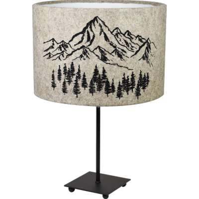 Abat-jour Cylindrique en Feutre de Laine motifs Sapins/Montagnes