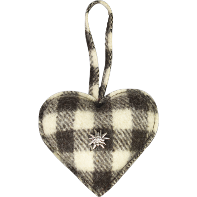 Petit Coeur à suspendre en Laine Damier et Edelweiss