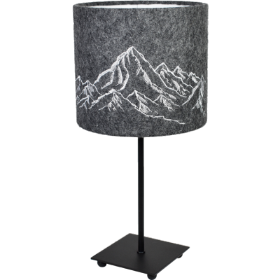 Abat-jour Cylindrique en Feutre de Laine Broderie Montagnes