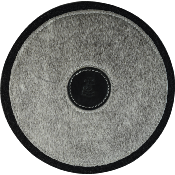 Dessous de plat rond peau de vache, feutre et cuir