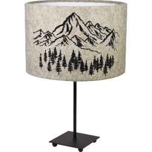 Abat-jour Cylindrique en Feutre de Laine motifs Sapins/Montagnes